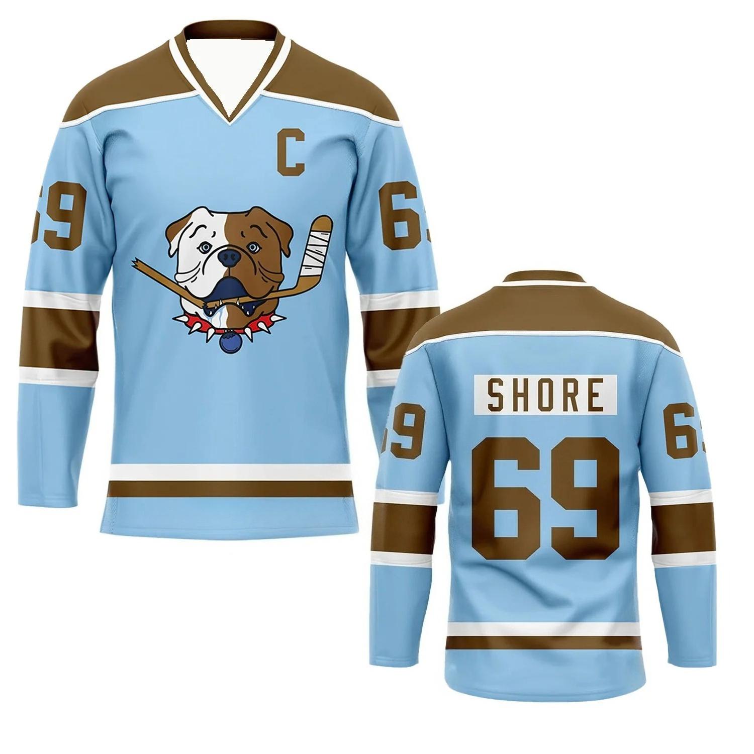 Sudbury Blueberry Bulldogs Eishockey Trikot Shirt Shoresy Shore #69 Herren Damen V-Ausschnitt Sportbekleidung Oberteil TV-Show Fan Merch XXXL
