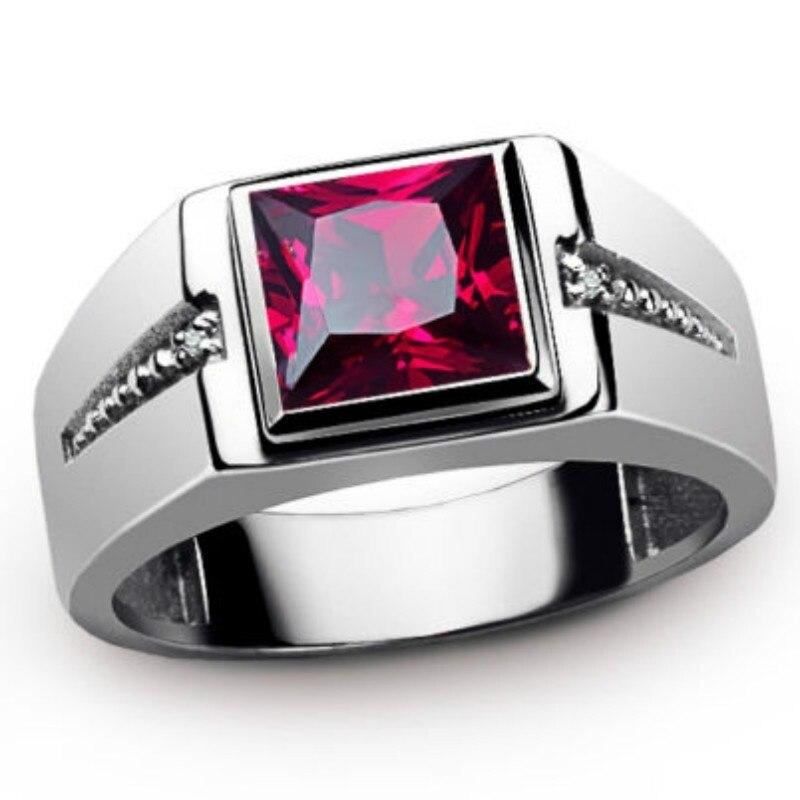 Herrenring aus Zinklegierung, roter Schmuck, grüner Einzelring, Herrenring, Schmuck, Hochzeit 7 rot