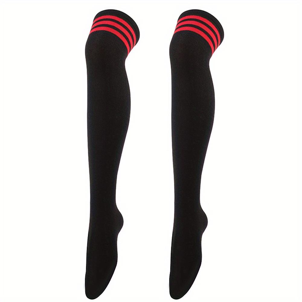Strumpfhosen für Damen mit drei Riegeln, Cosplay-Socken, Overknee-Strümpfe, Oberschenkelhohe Socken, gestreifte hohe Röhrensocken, lange Socken, lange Beinwärmer