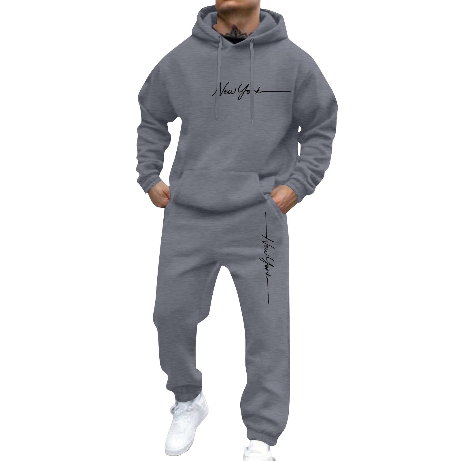 Herren Sweatshirt Anzug Herren Einfarbig Lässig Sportanzug Sweatshirt Anzug XXXL