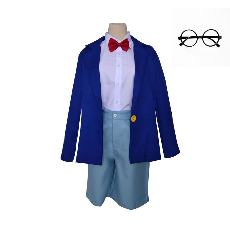 Scione Anime Cosplay Kostüm Detektiv Conan Komplettset 5-tlg. Cosplay Kleidung Blaue Uniform 130