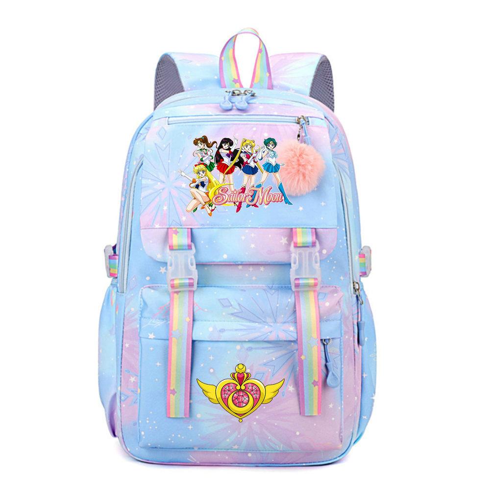 Schultaschen Sailor Moon Multifunktionaler Teenager Laptop Rucksack Canvas Student Rucksäcke Junge Mädchen Mode Schultasche