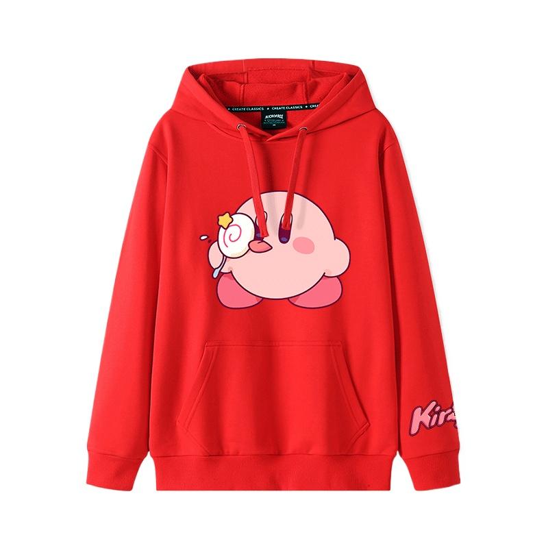 2025 Herbst und Winter Weich und niedlich Kirby Cartoon Anime Peripherie Jungen und Mädchen Hoodies neuer Stil Kinderbekleidung Hoodie 160 grün