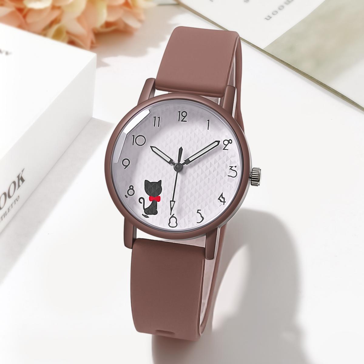 Damen Casual Armbanduhr Quarzuhr Uhr Damen Silikonarmband Uhren braun