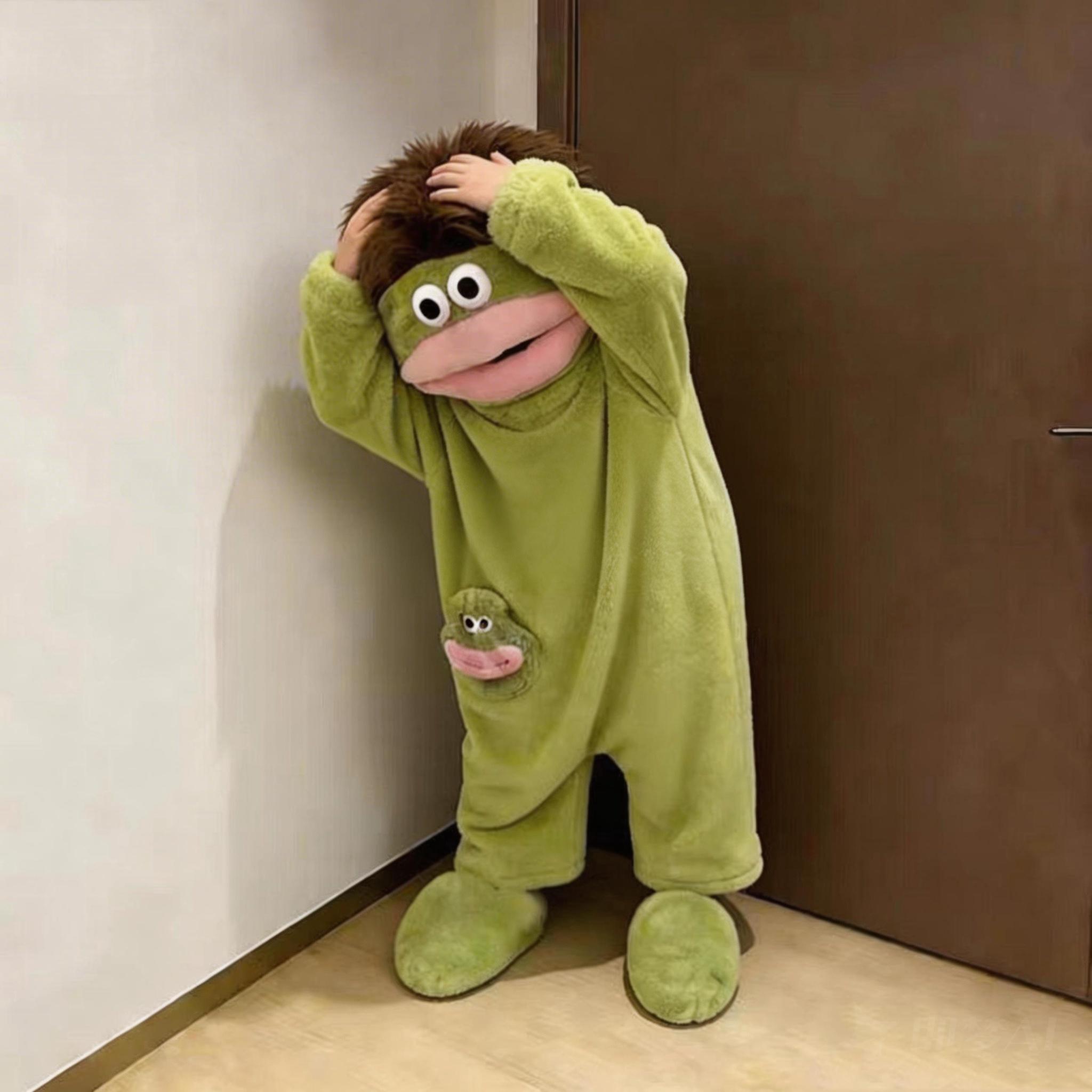 Süße, Cartoon-, Lustige Einteiler-Pyjamas, Hausanzüge Und Bademäntel Für Kinder 120 grün