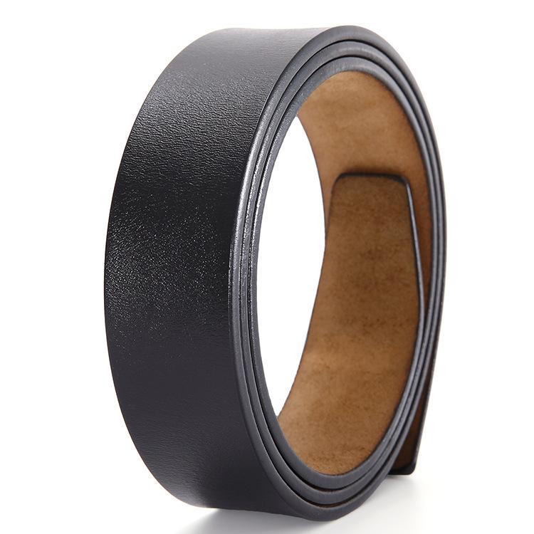 Ledergürtel für Herren, Leder ohne Stirnband, Streifen, kopfloser Gürtel, Herren-Gürtel ohne Loch, zahnloser Gürtel, Herren-Hosengürtel aus Rindsleder Antique Black Toothless