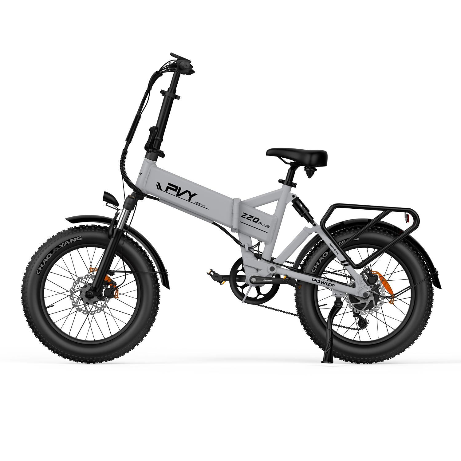 PVY Z20 Plus Mountain Electric Bike für Erwachsene 48V16.5Ah Akku 1000W Motor Faltbares Elektrofahrrad 20 Zoll Offroad-Reifen E-Bike für den städtischen Pendelverkehr grau