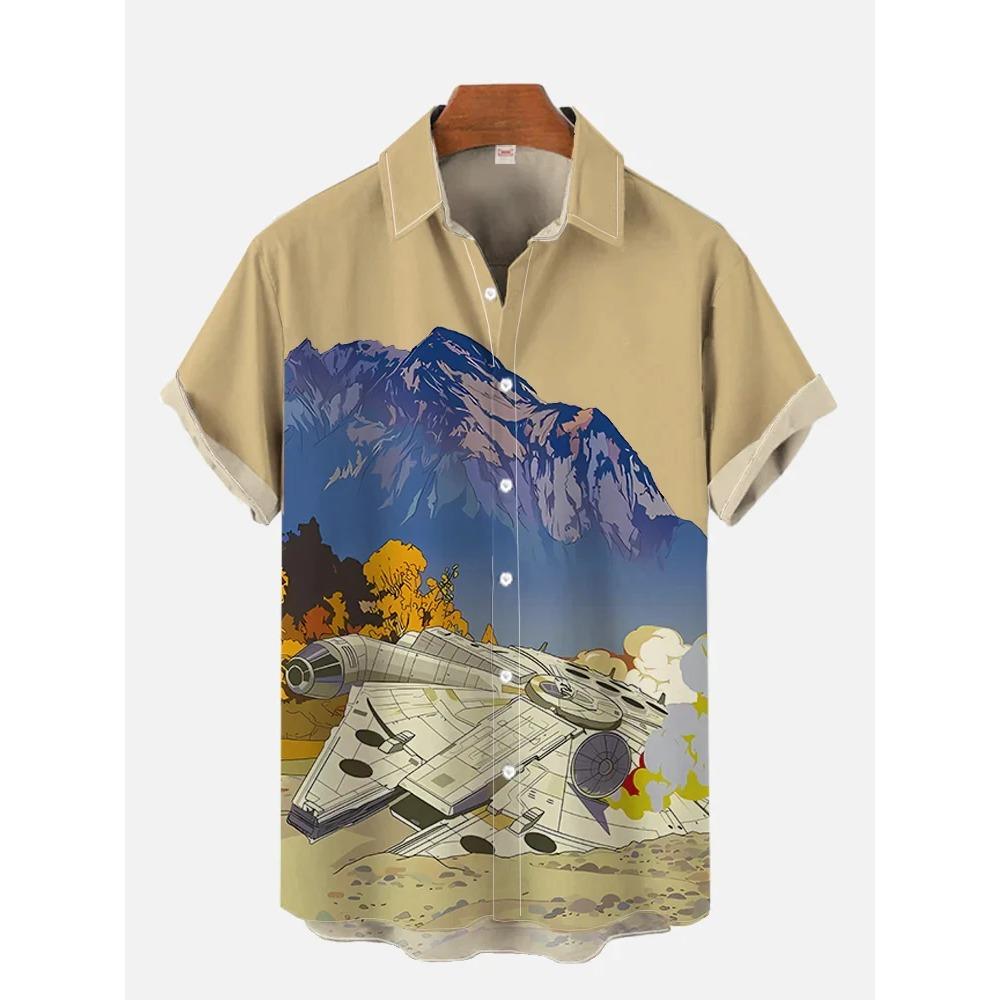 Hawaii-Shirts für Männer, Stars-Wars-Shirts, Herren- und Damenkleidung, T-Shirts, Tops, Jungen und Mädchen, Walker-Druck, Kurzarmhemd 3XL beige