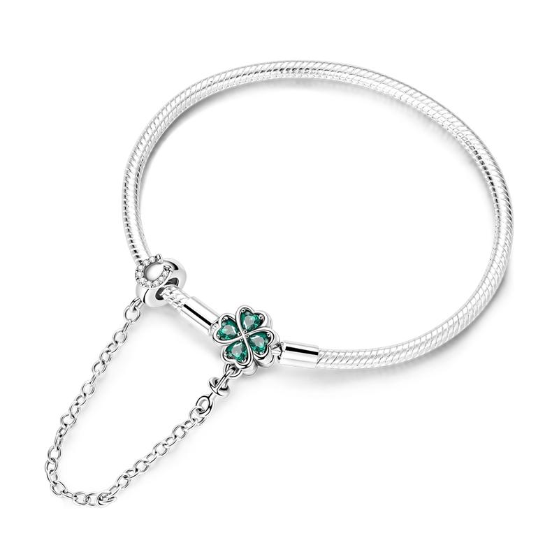 925 Silber Herzarmband 17-20CM Funkelnde Goldene DIY Charms Perlen Modeschmuck für Damen 17CM