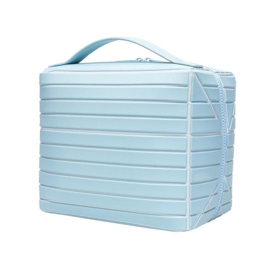 Paralleler Reise-Kosmetiktaschen-Koffer Wasserdicht mit herausnehmbarem Trenner Kosmetik-Organizer Klappbarer Kosmetikbehälter für Hautpflege-Toilettenartikel Large hellblaue