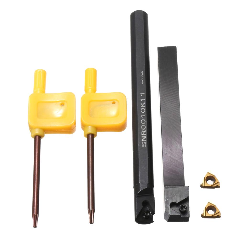 SER1010H11/SNR0010K11 Drehbank-Innengewindedrehwerkzeughalter + 2 Hartmetalleinsätze + 2 Schraubenschlüssel bunt