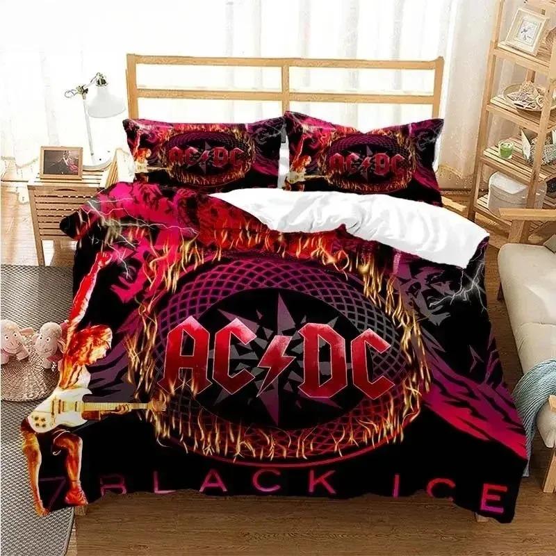 3D-Druck AC/DC Rockband Bettwäscheset Jungen Mädchen Twin Queen Size Bettbezug Kissenbezug Bett Kinder Erwachsene Mode Heimtextilien US Queen 228x228cm