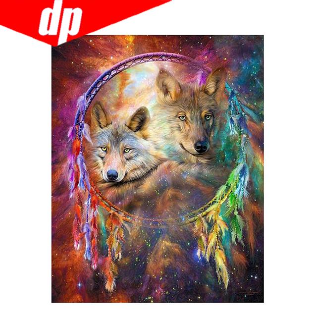 Wolf Diamant Stickerei 5D DIY Diamant Malerei Kreuzstich Bild voller runder Diamant 20X30