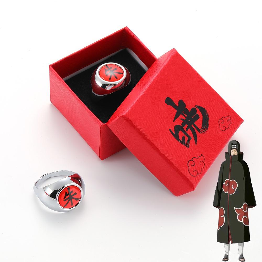 Akatsuki Ringe Itachi Uchiha Anime Cosplay Metall Finger Erwachsene Ninja Requisiten Zubehör Coole Sachen Geschenk G silber