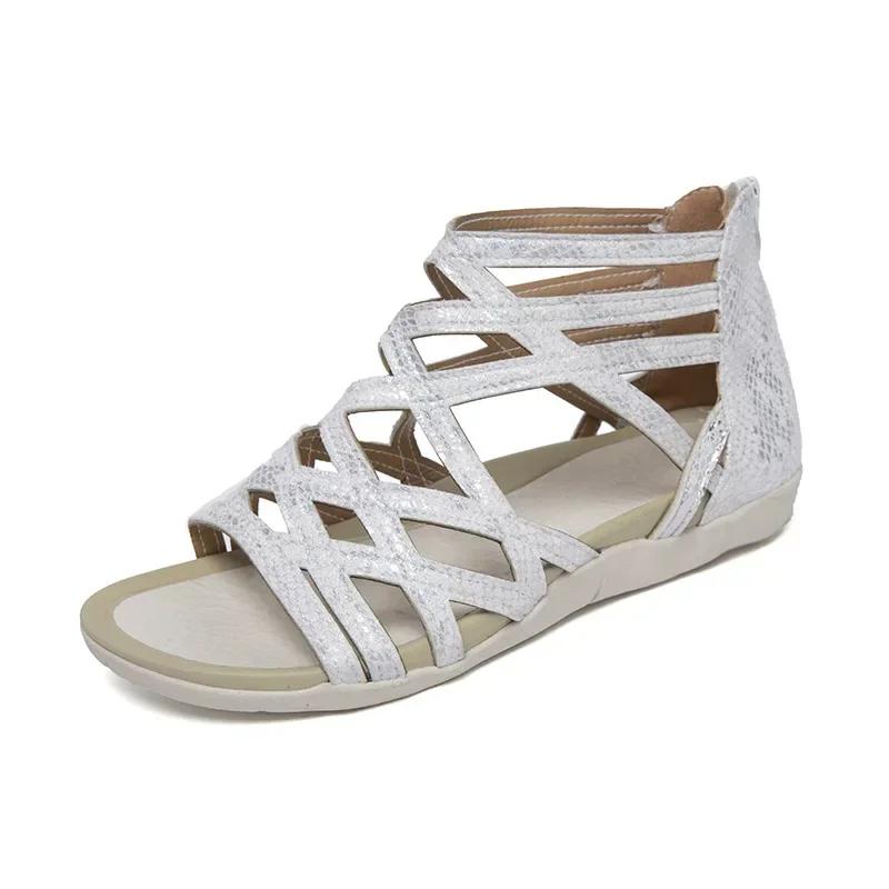 Sommer Damen Sandalen Mode Überschneidend Ausgehöhlt Offene Zehen Damen Sandalen Plateau Römer Pantoletten Schuhe Strand Übergröße Sandalen 40