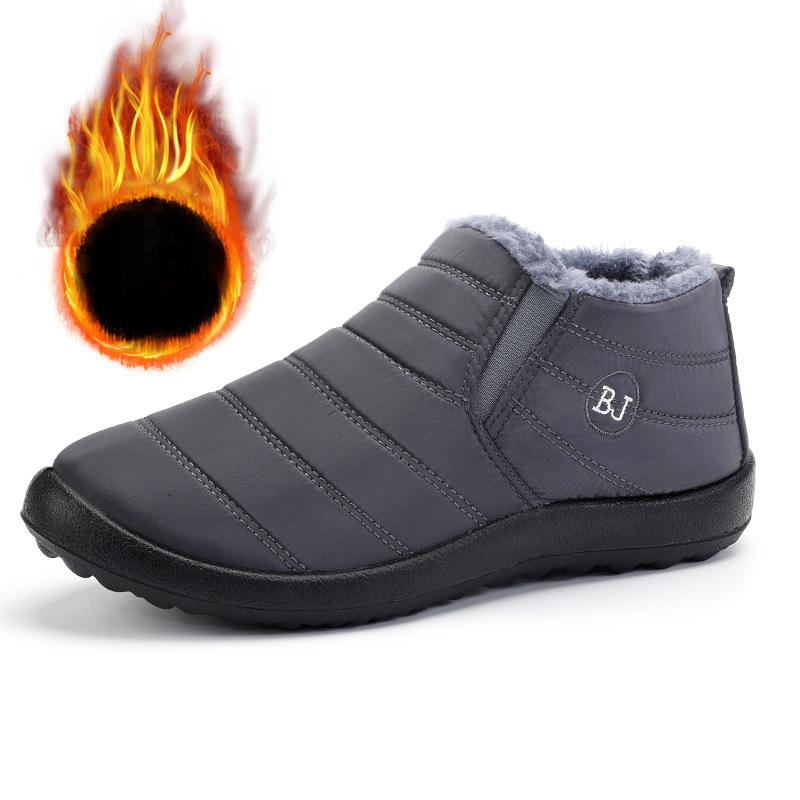 Herrenstiefel, wasserdichte Winterstiefel, leichte Schneestiefel, warmes Fell, Herrenschuhe, Übergröße, Unisex, Stiefeletten, Slip-on-Freizeitschuhe 40 grau