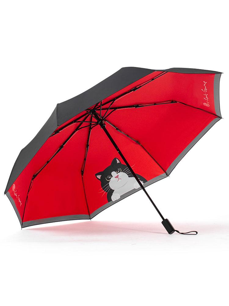 Niedlicher Katzen-Taschenschirm mit 8 Knochen, lässig, niedlich, kreativ, Vinyl, Schatten, Sonnenschutz, Regenschirm, leichter tragbarer Regenschirm für Damen