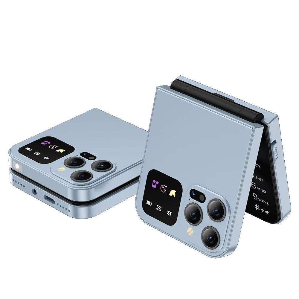 2,4 Zoll Faltbares Mobiltelefon Auto FM-Radio Anrufaufzeichnung Kurzwahl Magic Voice Dual SIM GSM Entsperrt Faltbare Mobiltelefone Backup-Telefon Without TF card blau