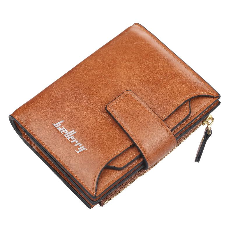 Baellerry Damenmode Kurze Geldbörsen Pu-Leder Haspe Reißverschluss Geldbörse Kleine Clutch braun