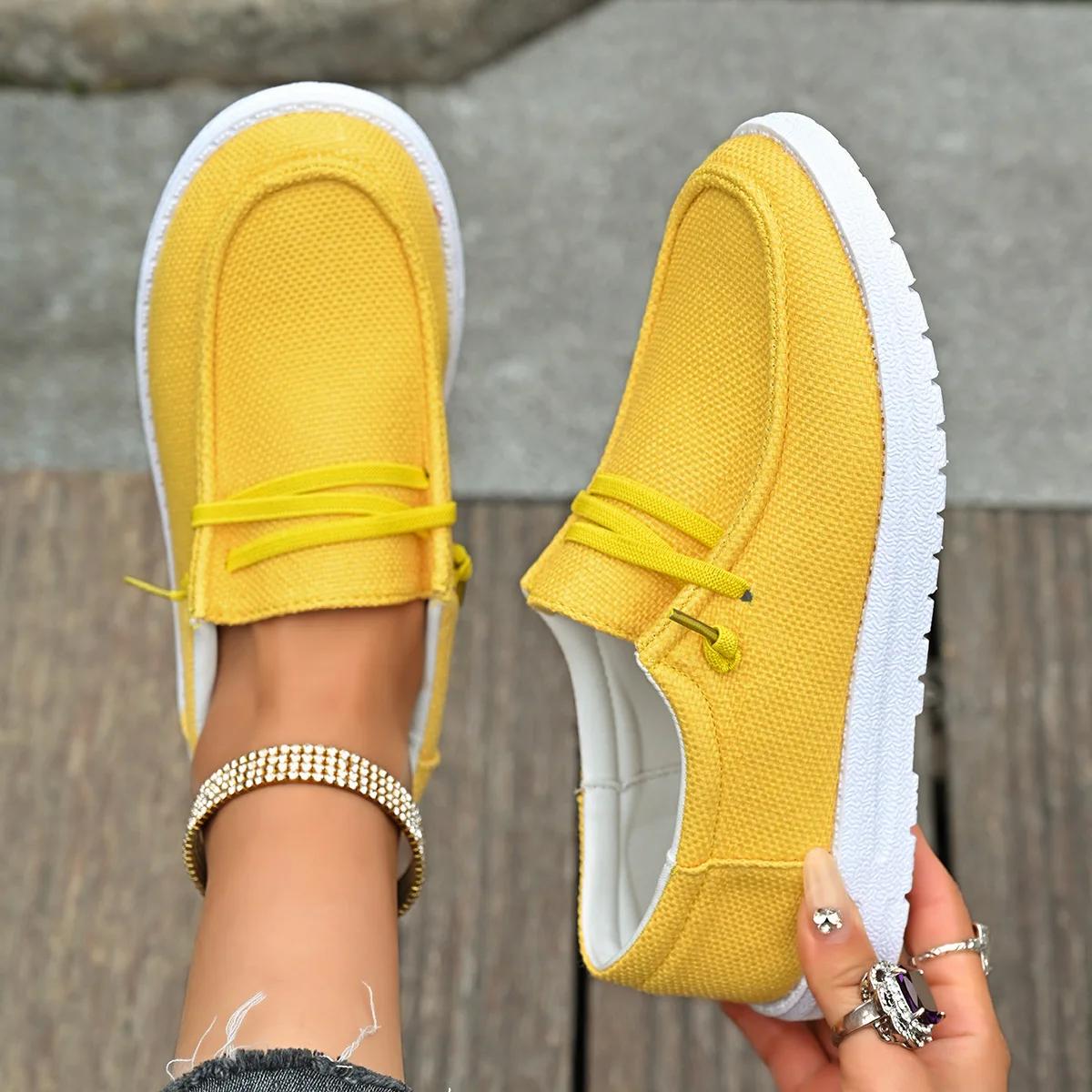 Frühling und Herbst Neue Mode Damen Vulkanisierte Sportschuhe Damen Casual Flache Schuhe Damen Modeschuhe 2026 41 gelb
