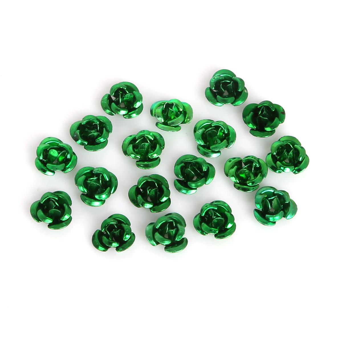 100 stücke Rose Kopf Aluminium Schmuck Produktion Hochzeit Party DIY Handwerk Dekoration Gemischte Farbe Perlen Hause Dekoration 6mm grün
