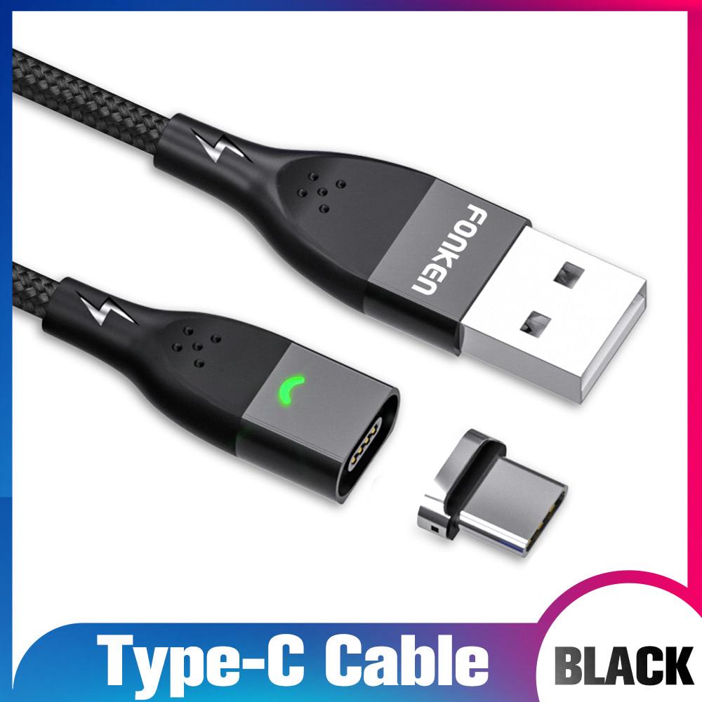FONKEN Magnetkabel USB-C Datenkabel Schnellladegerät Typ-C-Draht Schnellladung Mobiltelefon QC3.0 3A 1M Type-C Cable + Plug schwarz