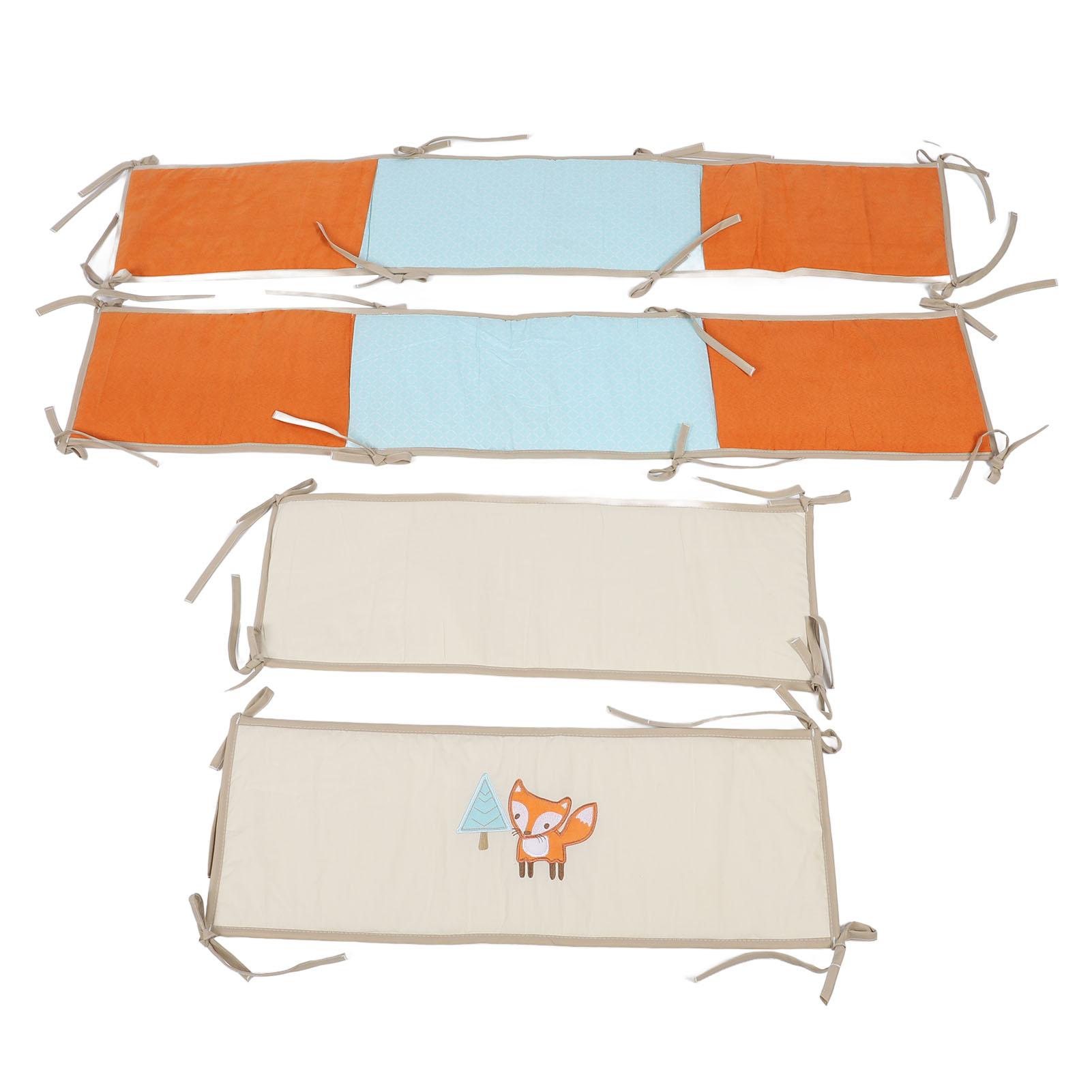 4 Stück Babybett-Nestchen Einfarbig Atmungsaktiv Weich Bedrucktes Mesh-Futter Kopfschutz Babybett