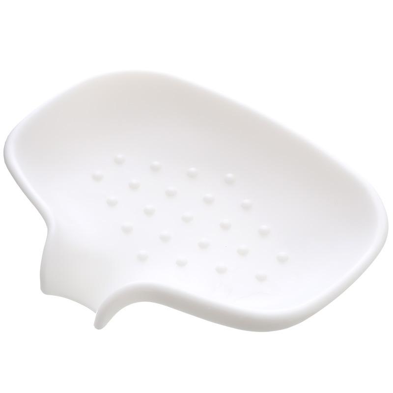 1PC Seifenschale mit Ablaufwasser Silikon Seifenkiste Bad Seifenhalter Abflussbox Küche Abflussregal Seifenbehälter Schale Bad weiß