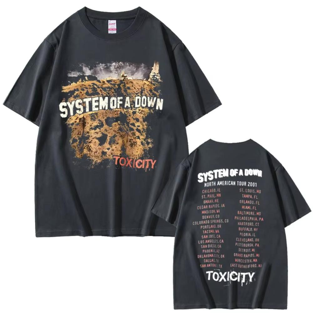 Vintage Rockband System of A Down Toxicity Tour T-Shirts Herren Damen Gothic Punk Rock T-Shirts Herren Hip Hop Übergroße T-Shirts L