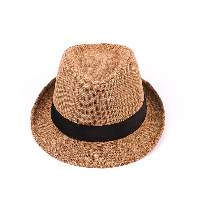 Herren Fedoras Jazz Baumwolle und Leinen Reiner Hut Papa Hut Imitation Hanf Sonnenschutz Sonnenhut Weißer Hut Hochzeit Fedoras khaki