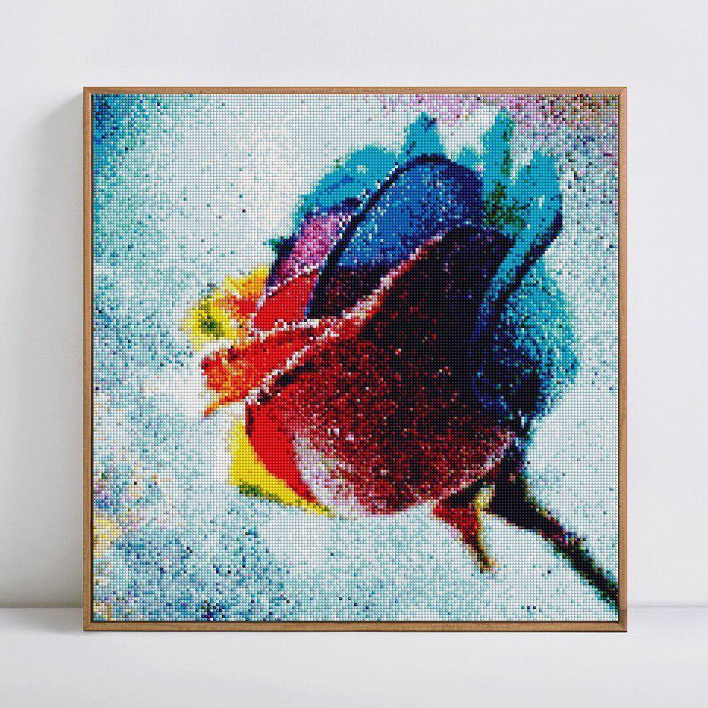 Diamant-Mosaik, vollständiges Layout, Pflanze, Heimdekoration, Rose, Diamant-Malerei, runde Steine, Handarbeit 30x30