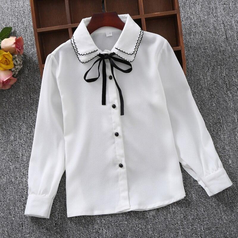 Shirts Für Mädchen Baumwolle Casual Kinder Kleidung Weiß Mädchen Blusen Langarm Mädchen Shirts Herbst Frühling Kinder Kleidung 6T weiß