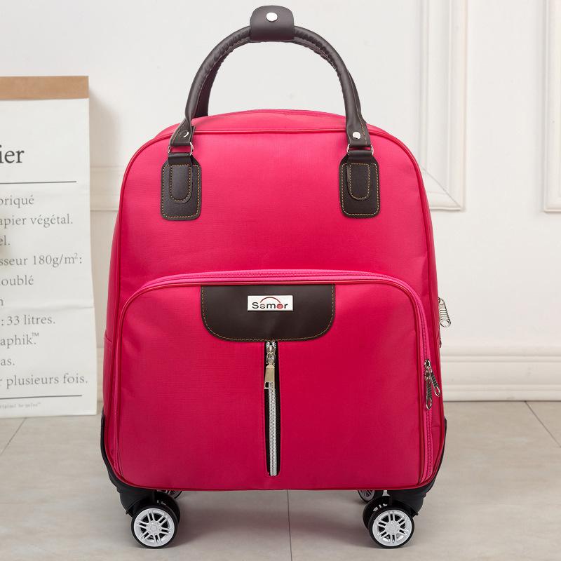 Trolley-Reisetasche, Handgepäcktasche für Herren und Damen, Bordtasche mit großem Fassungsvermögen, leichte Trolley-Tasche für kurze Distanzen 38cm*20cm* 43cm rose rot