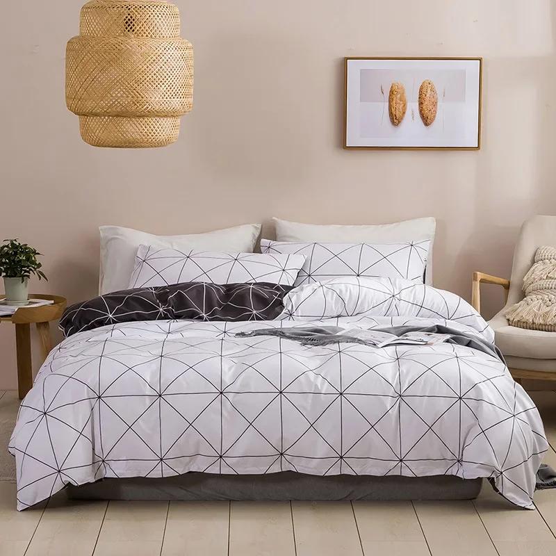 Geometrisches Muster Queen Bettwäsche-Set Weich Bequem King-Size Bettbezug-Set Günstig Langlebig Einzel-Doppel-Bettdeckenbezug KEIN Laken 135x200cm 2 pcs set gray