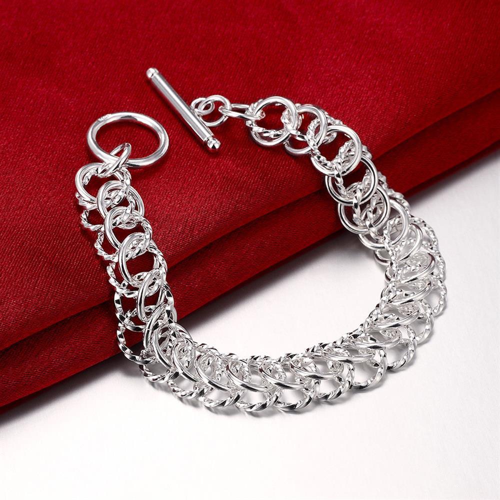 925 Sterling Silber Multi Loop Kette OT Schnalle Armband Hochzeit Modeschmuck 20cm