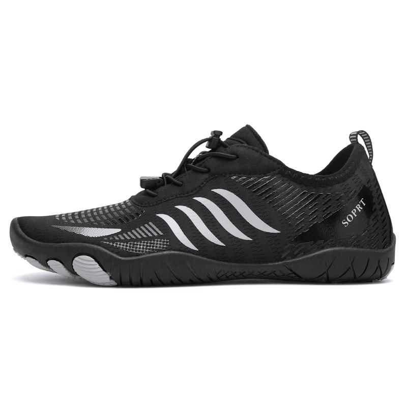 Wasserschuhe Herren Damen Atmungsaktive Strand Badeschuhe Schnelltrocknende Aqua Socken Poolschuhe Surfen Tauchen Angeln Waten Sneaker EU:46 graue/schwarz