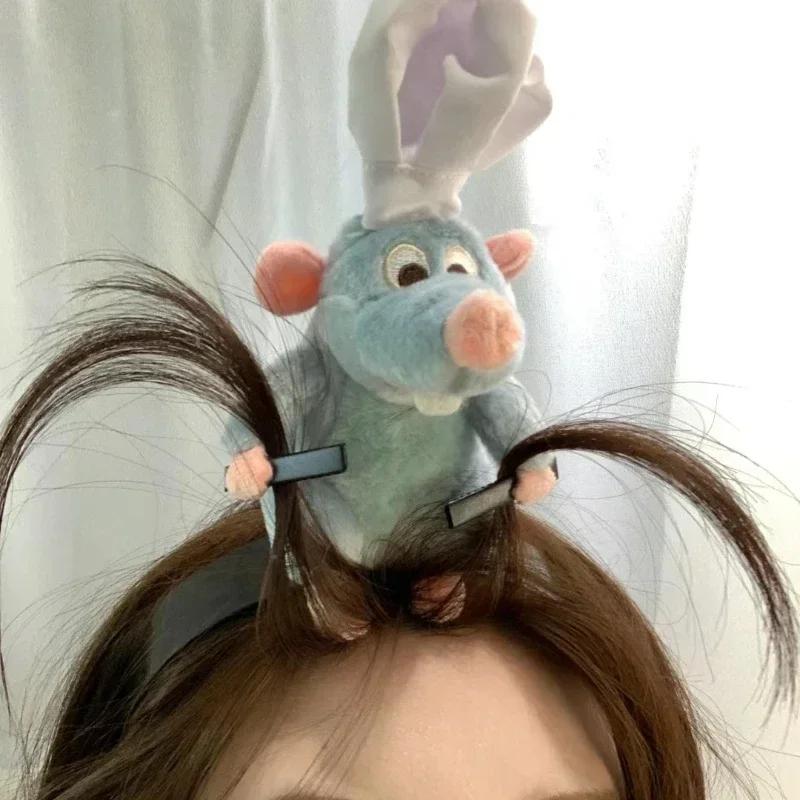 Ratatouille Haarband Kawaii Cartoon Niedliche Plüschpuppe Stirnband Breitkrempige Haarnadel Foto Kopfschmuck Kreativität Mädchen Geschenk blau