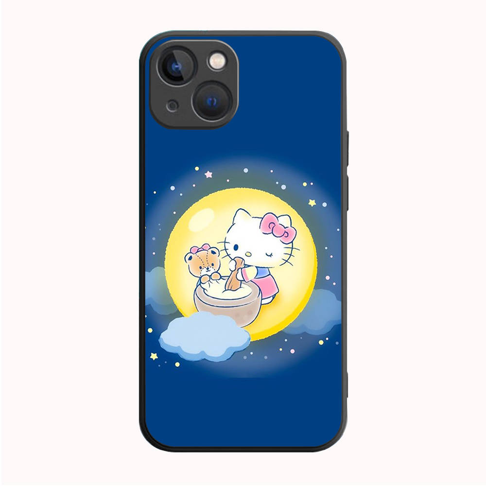 B-48 lovely hello kitty Schwarze Hülle für Samsung S24 S23 S22 S21 S20 FE S10 Lite Ultra S7 S8 S9 Plus A05S A11 A12 A13 A15 A22 A24 A25 A32 A52 A71 5G Samsung A32 4G gelbbraun
