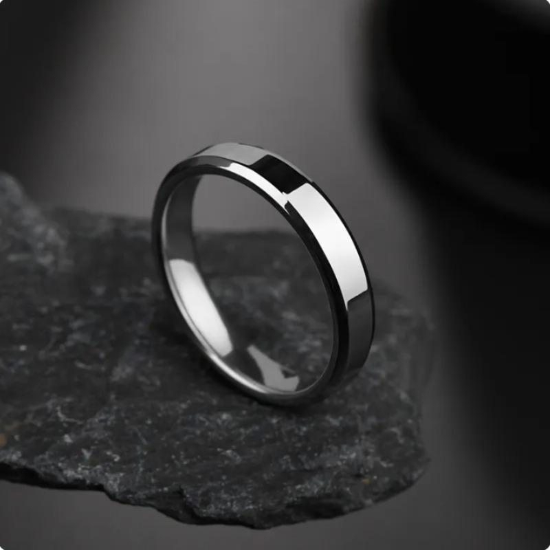 4mm einfache glatte Damenringe schwarz Edelstahl Herrenringe Geburtstagsgeschenke 9 silber