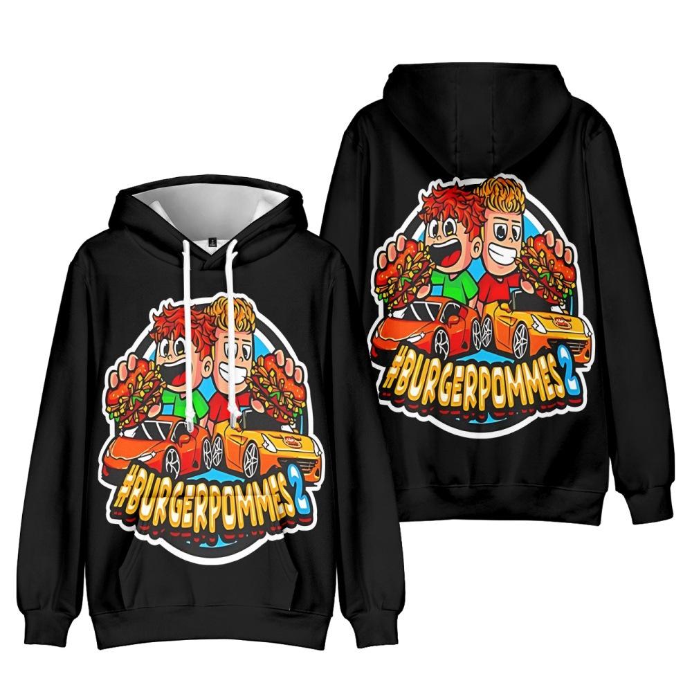 8 Farben Neue Mode Burgerpommes ICrimax Print Kleidung Streetwear Frauen Männer Hoodies Sweatshirt Mode Mit Kapuze Langarm Pullover Tops XS rot