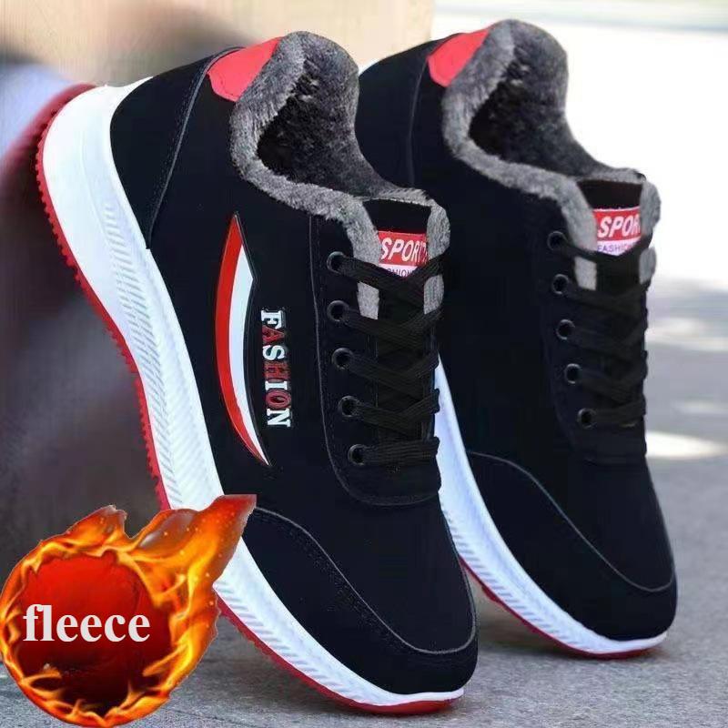 Winter Baumwollschuhe Herren Sportschuhe Outdoor Schnee Plüsch Dicke Baumwollschuhe Outdoor Reise Freizeitschuhe 39 rot