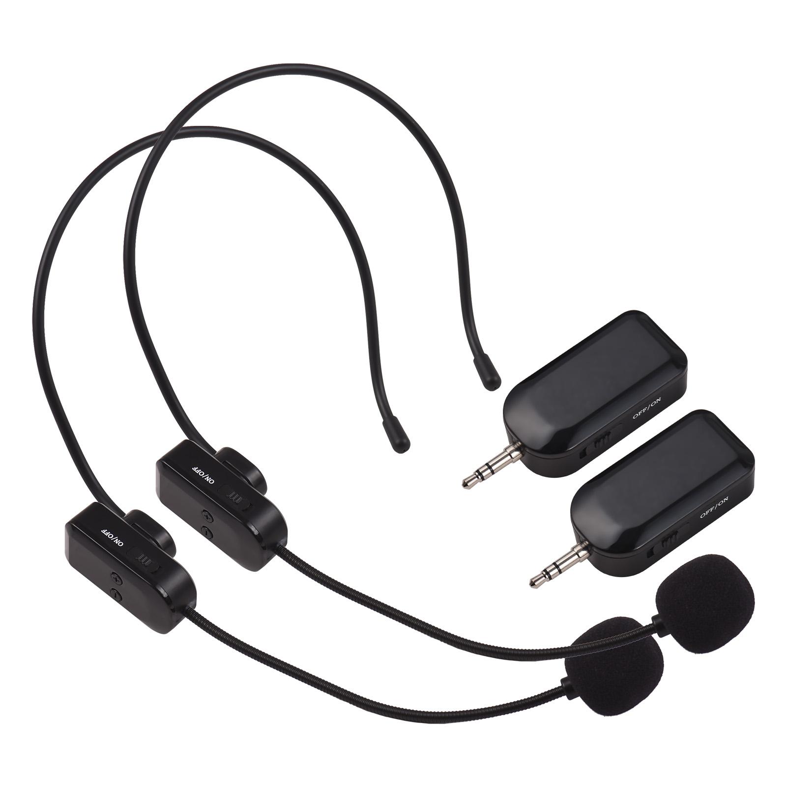 2,4G Wireless Mikrofon Headset, 98ft Reichweite Empfänger Headset Mic, Handheld Mic und Kragen-clip 3 1 Receiver with 2 Microphones schwarz