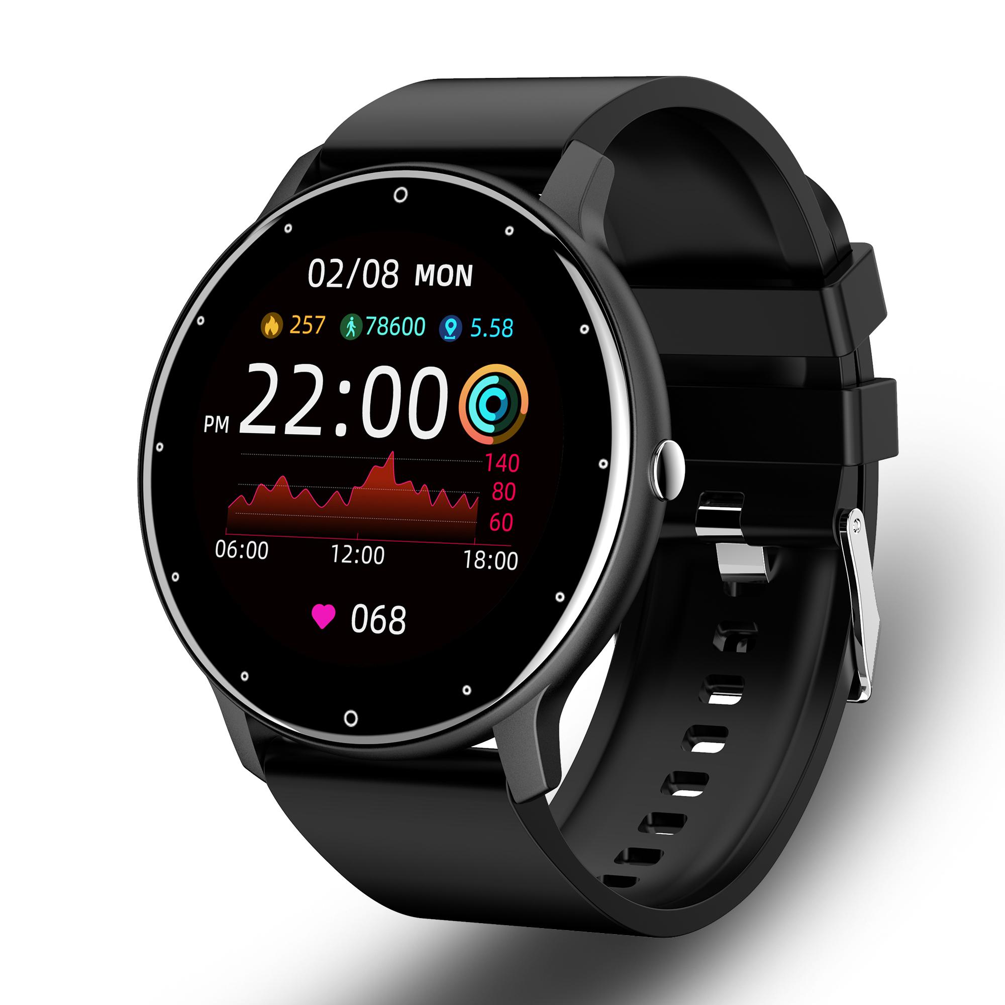 Smart Watch Damen Herren Sport Fitness Smartwatch IP67 wasserdichte Uhren Bluetooth 4.0 Schlaf Pulsmesser für Android iOS schwarz