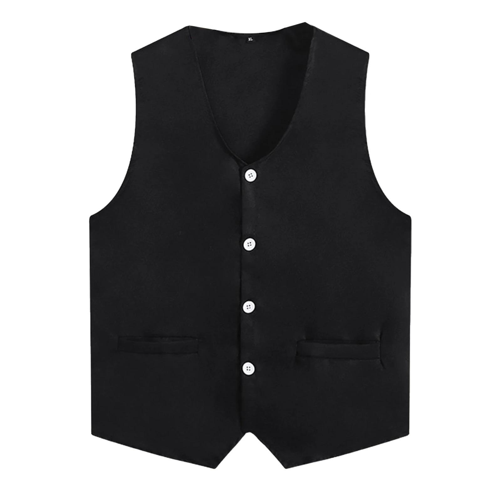 Damen Herren Knopfweste Uniform Erwachsene Kellner Barkeeper Arbeitsuniform Unisex Freiwilligenaktivität Weste Weste L schwarz
