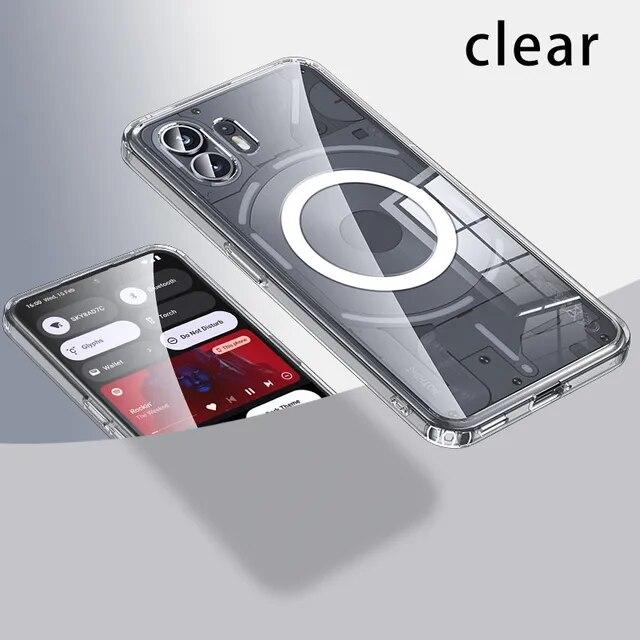 Mattes, klares, magnetisches, kabelloses Ladepanzer-Magsafe-Gehäuse für Nothing Phone 2A 2 1, stoßfeste Militär-Acryl-Rückseitenabdeckung für Nothing Phone 2 Nothing Phone 2 transparent