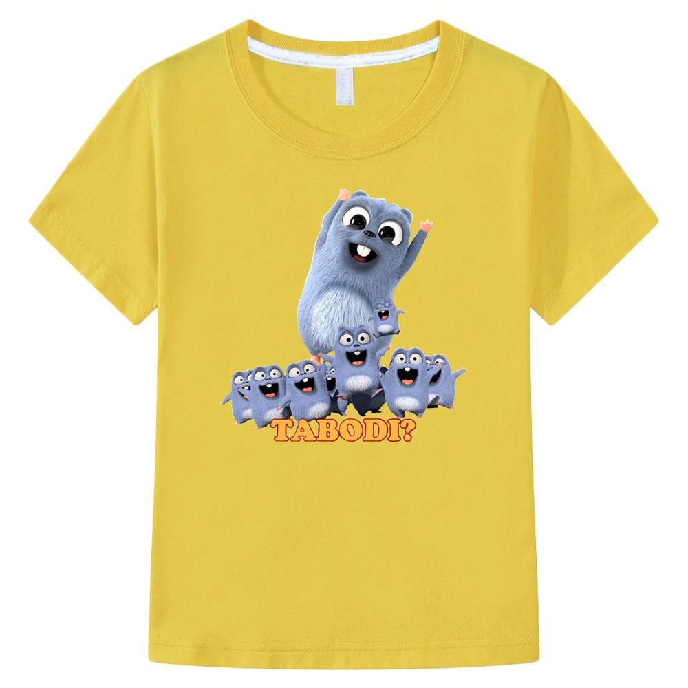 Grizzy und die Lemminge T-Shirt Kinder Harajuku Rundhals Kurzarm T-Shirt Junge Mädchen Casual Top 100% Baumwolle Kawaii T-Shirts Shirts 100 gelb