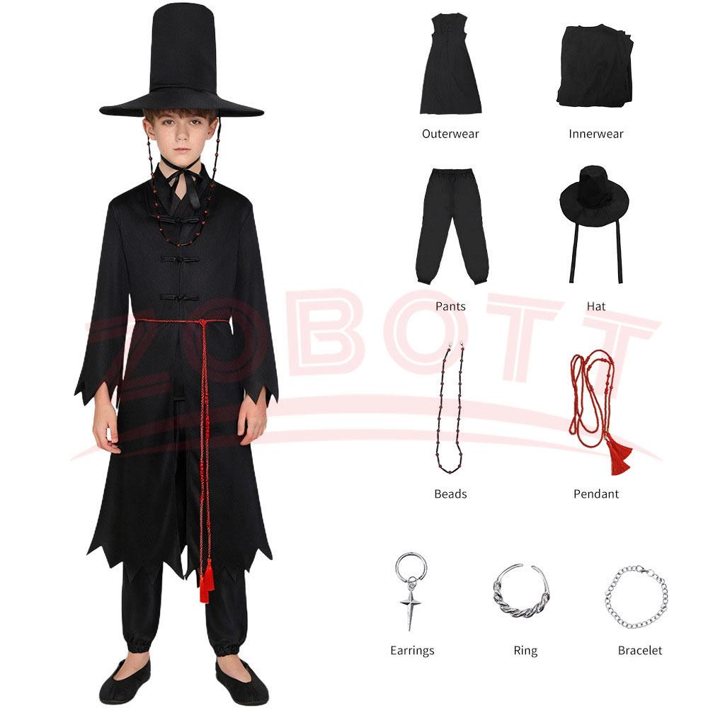Anime Film Jungen Rollenspiel Requisiten Party Cosplay Set für K-POP Jungen Jinu Halloween Party Cosplay Comic Ausstellung Kostüm Outfits Kid 110 black