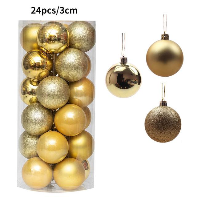 1Box ​​24/36 stücke Weihnachten Ball Weihnachten Baum Ornament Hause Weihnachten Hängen Anhänger Neue Jahr Party Dekoration Geschenk Navidad 2024 24pcs/3cm gold
