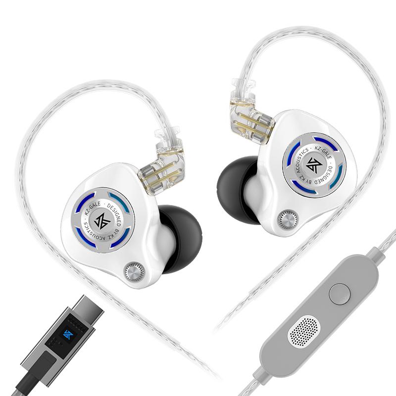KZ Gale In-Ear Gaming-Kopfhörer E-Sports Bass Metall-Ohrstöpsel 3,5 mm AUX/Typ C Headset Für Videospiel Bühne Live-Sound Kopfhörer White-Type C