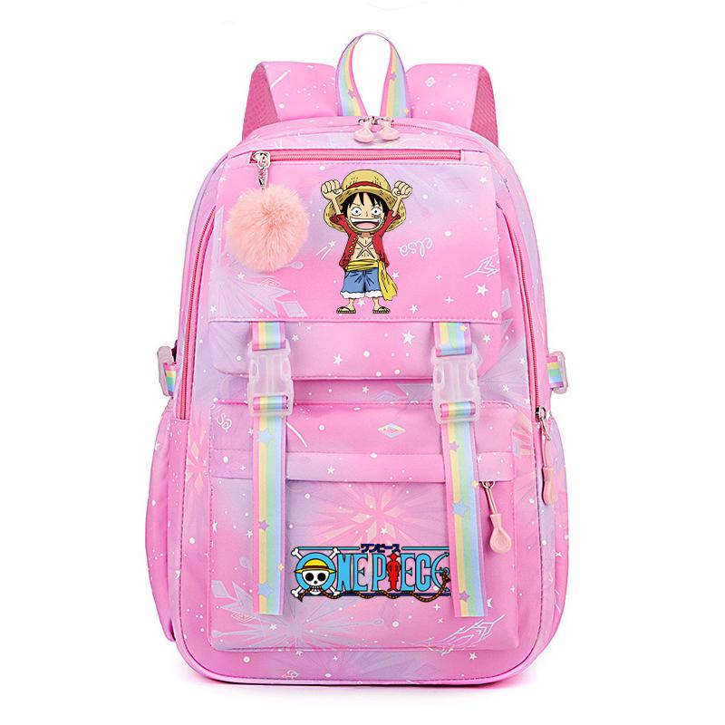 Anime One Piece Rucksack Niedlicher Weiblicher Wasserdichter Rucksack für Schüler Teenager Kinder Geburtstagsgeschenke Schultasche Damen Reise Freizeit Tasche Rucksack Mochila
